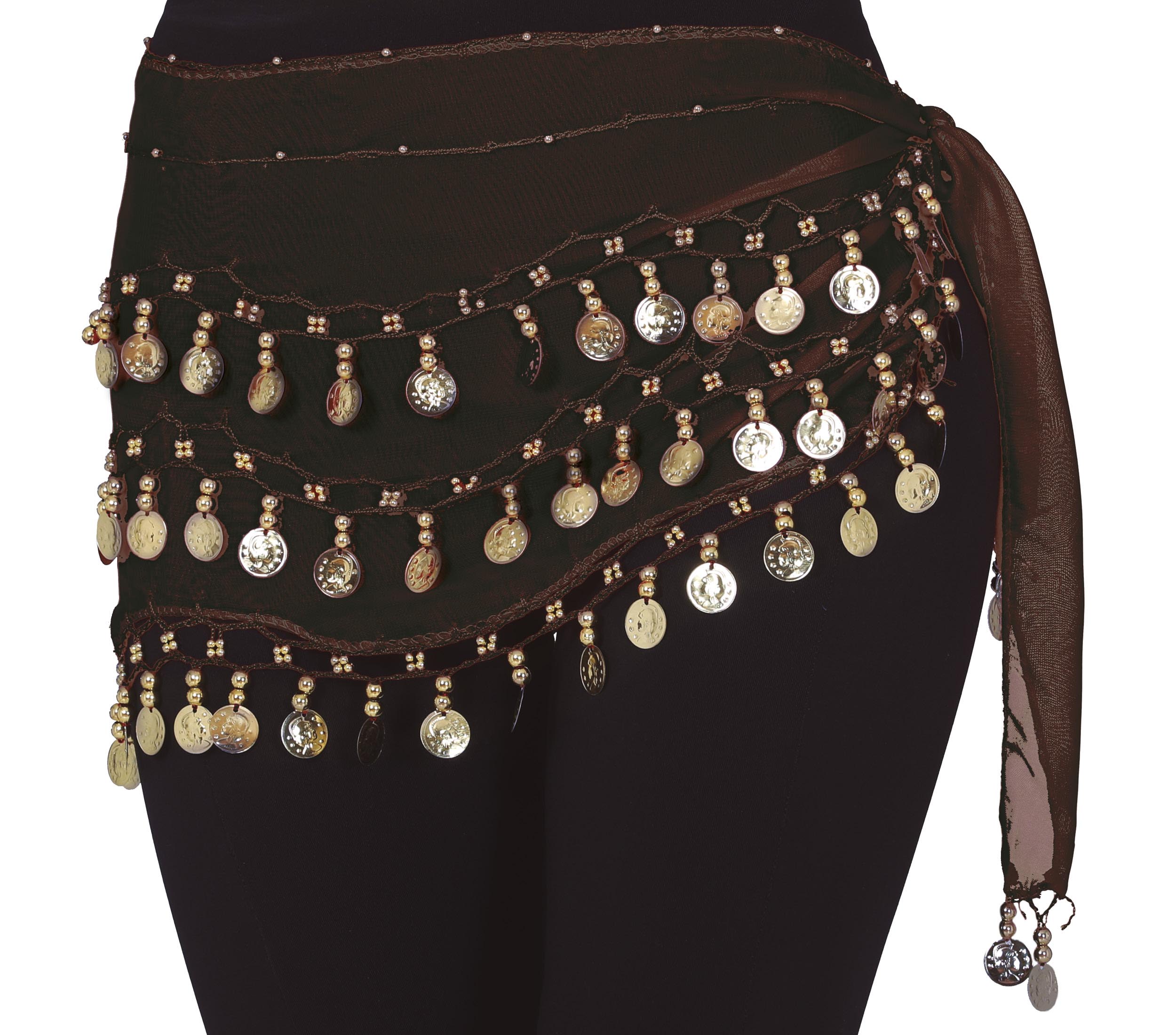 BELLY DANCE HIP SCARF WITH GOLD COINS