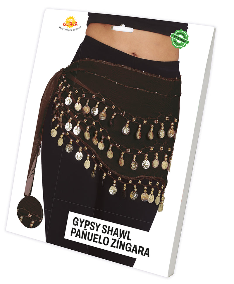 BELLY DANCE HIP SCARF WITH GOLD COINS