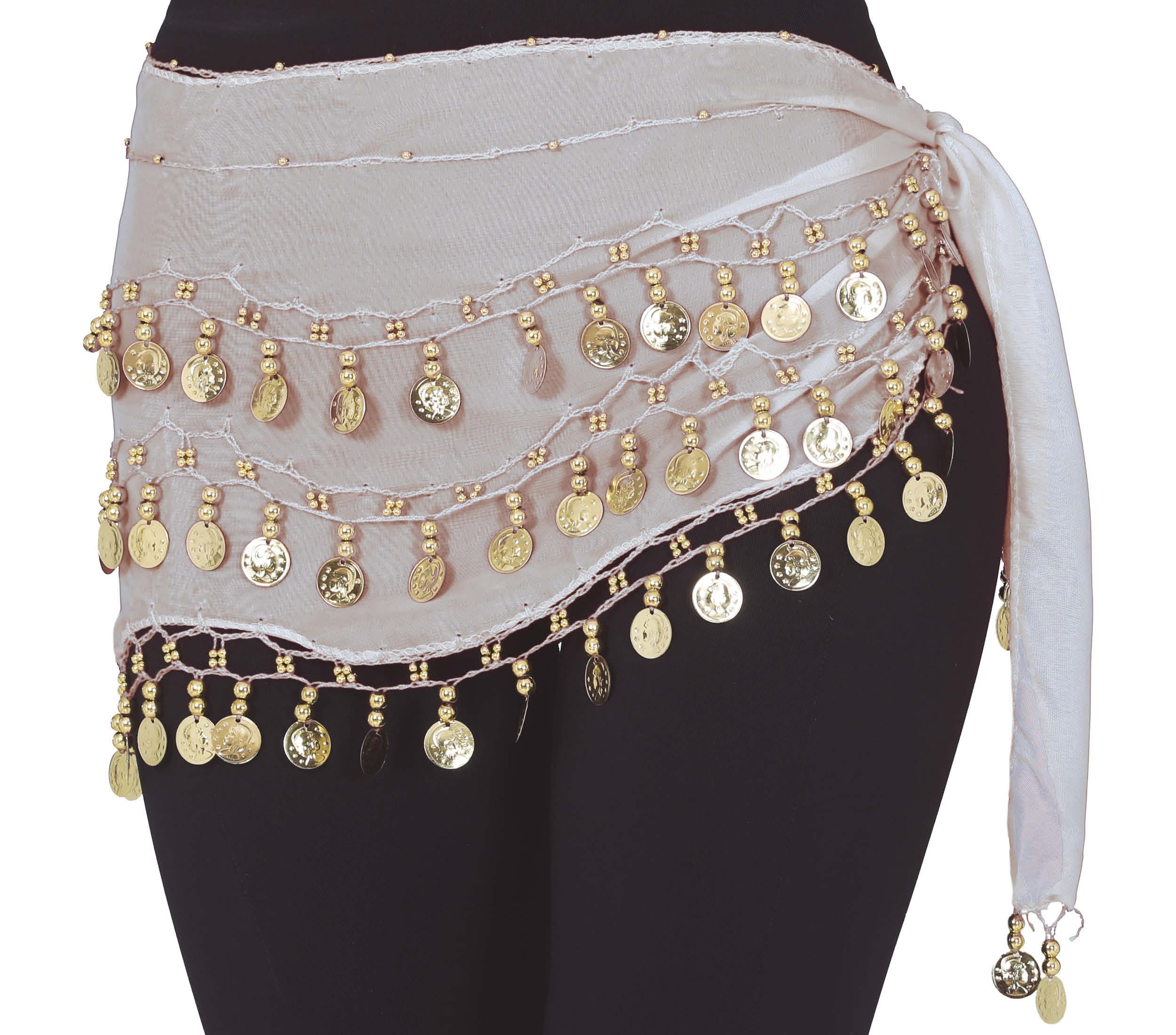 BELLY DANCE HIP SCARF WITH GOLD COINS