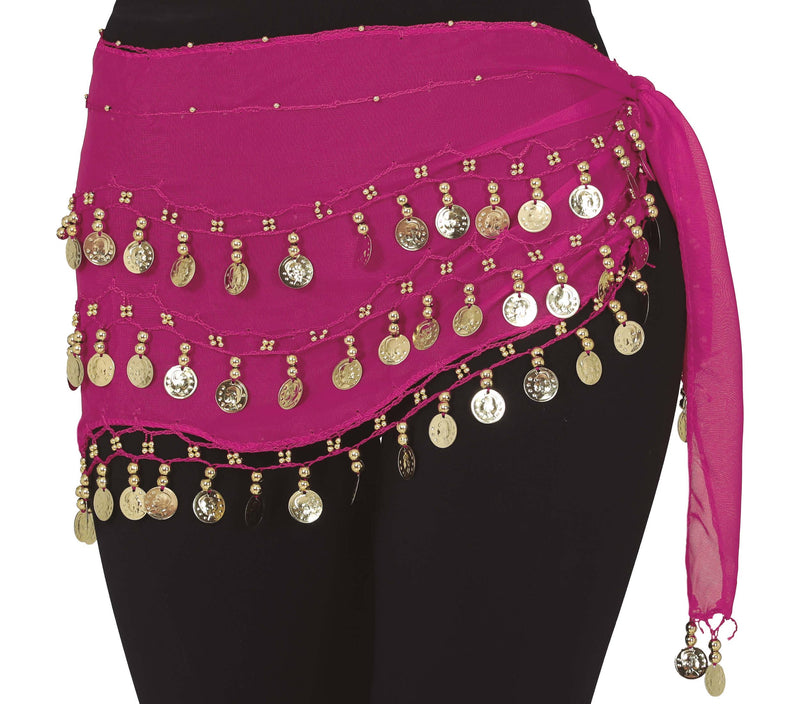 BELLY DANCE HIP SCARF WITH GOLD COINS