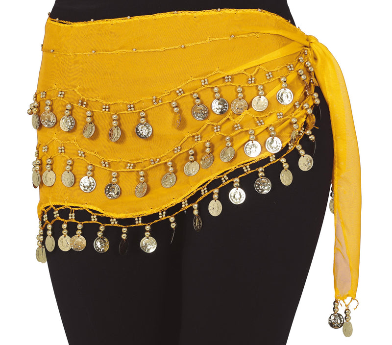 BELLY DANCE HIP SCARF WITH GOLD COINS