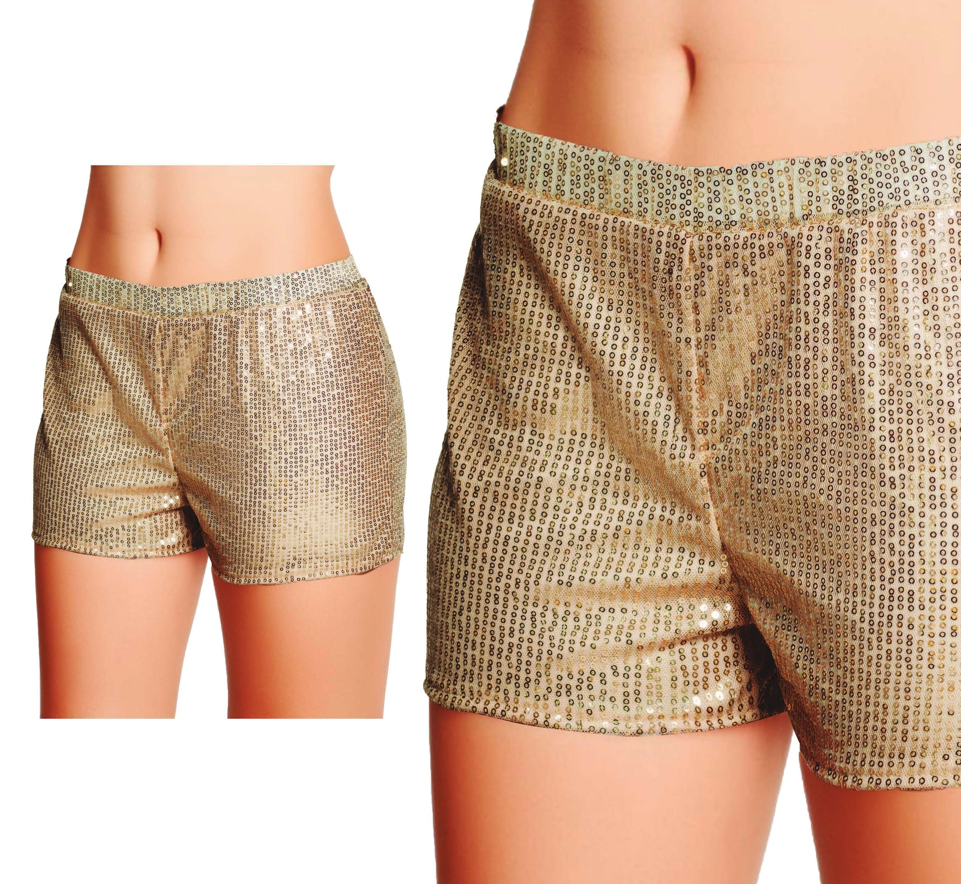 GOLD SEQUIN SHORTS, ADULTS, 42-44 (L)
