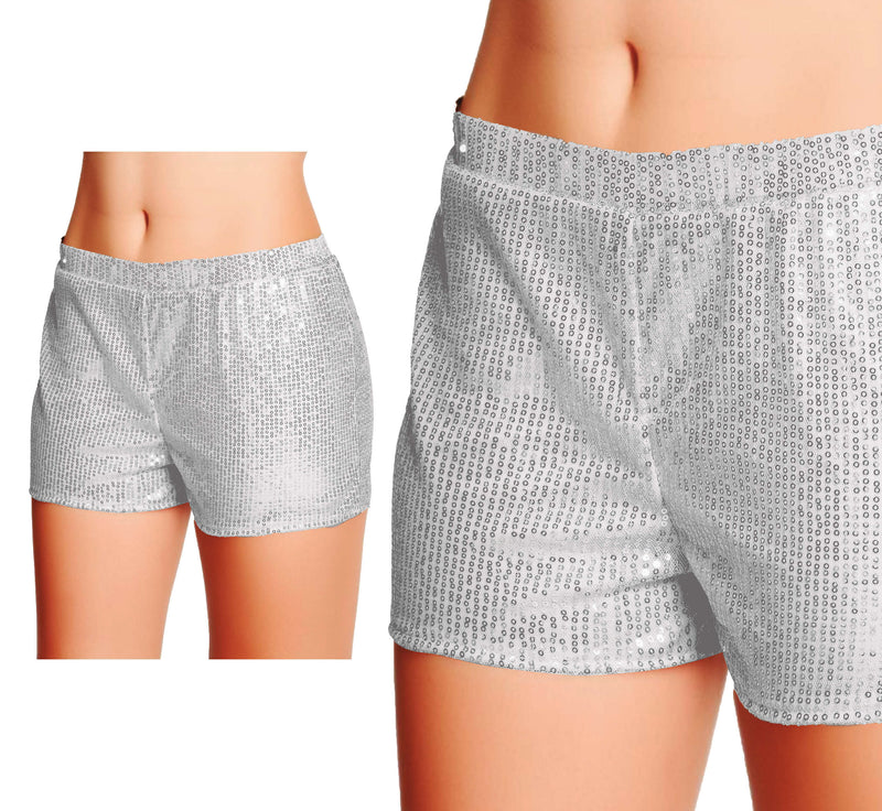 SILVER SEQUIN SHORTS, ADULTS, 42-44 (L)
