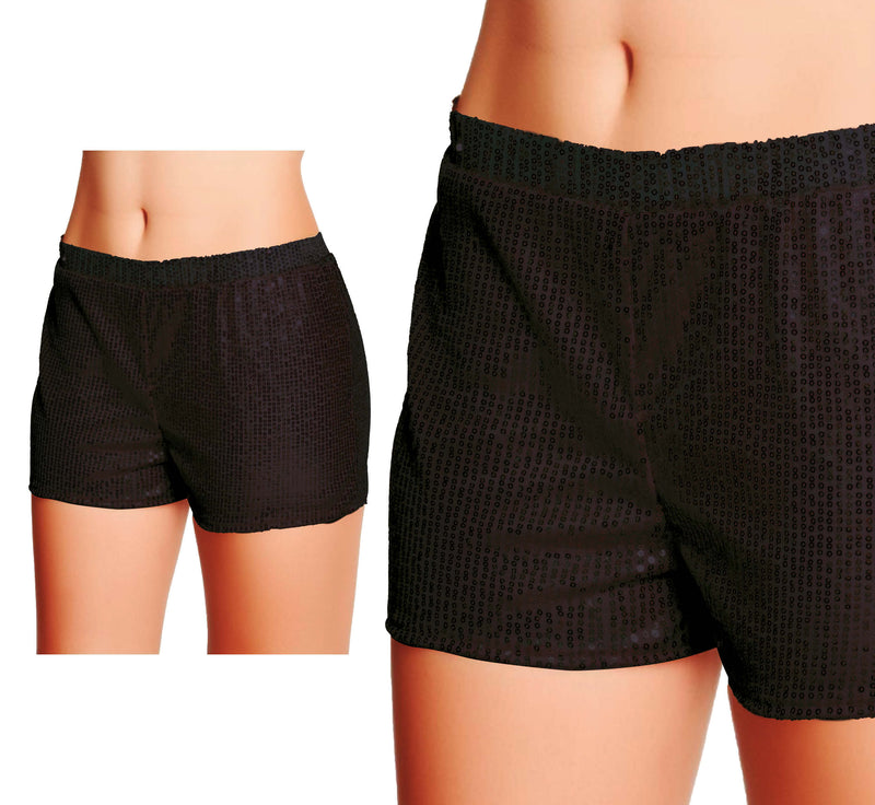 BLACK SEQUIN SHORTS, ADULTS, 42-44 (L)