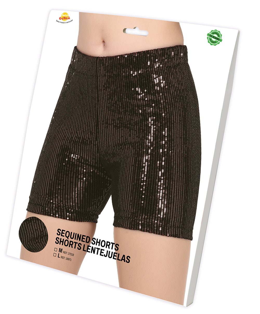 BLACK SEQUIN SHORTS, ADULTS, 42-44 (L)