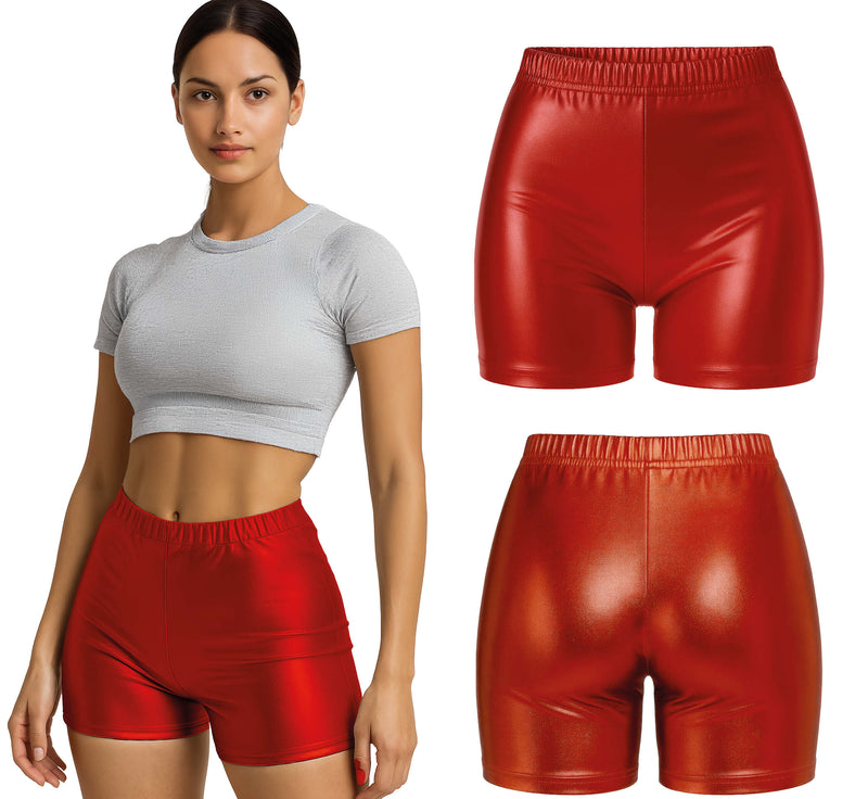 METALLIC SHORTS RED