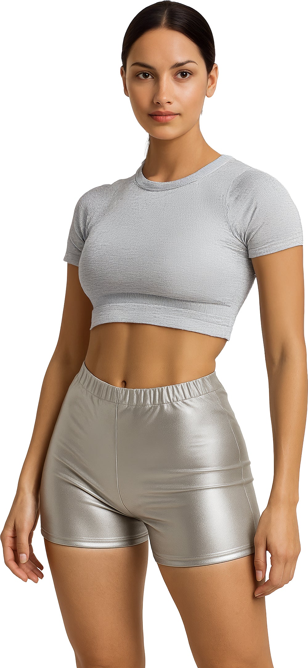 METALLIC SHORTS SILVER