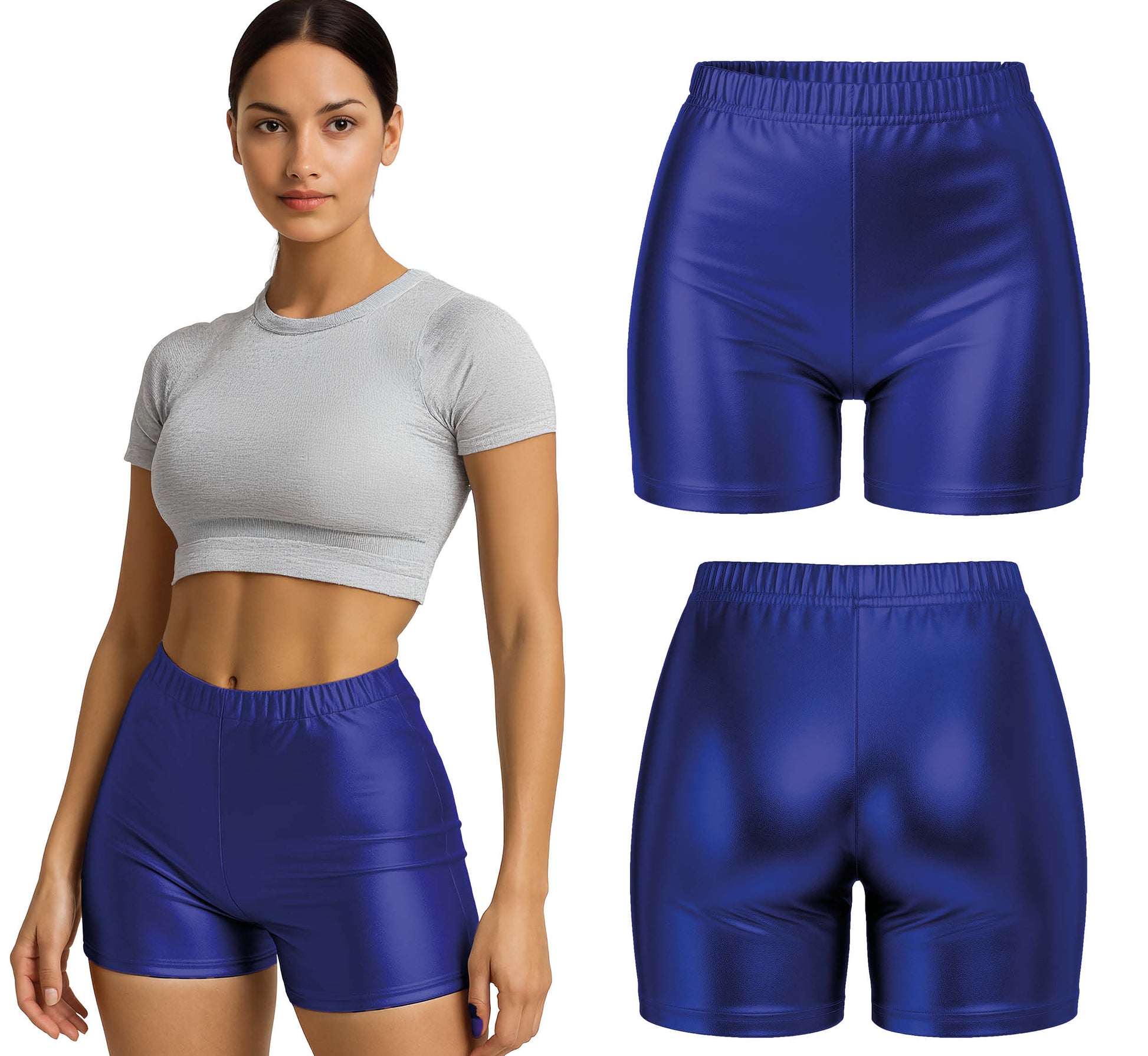 METALLIC SHORTS BLUE
