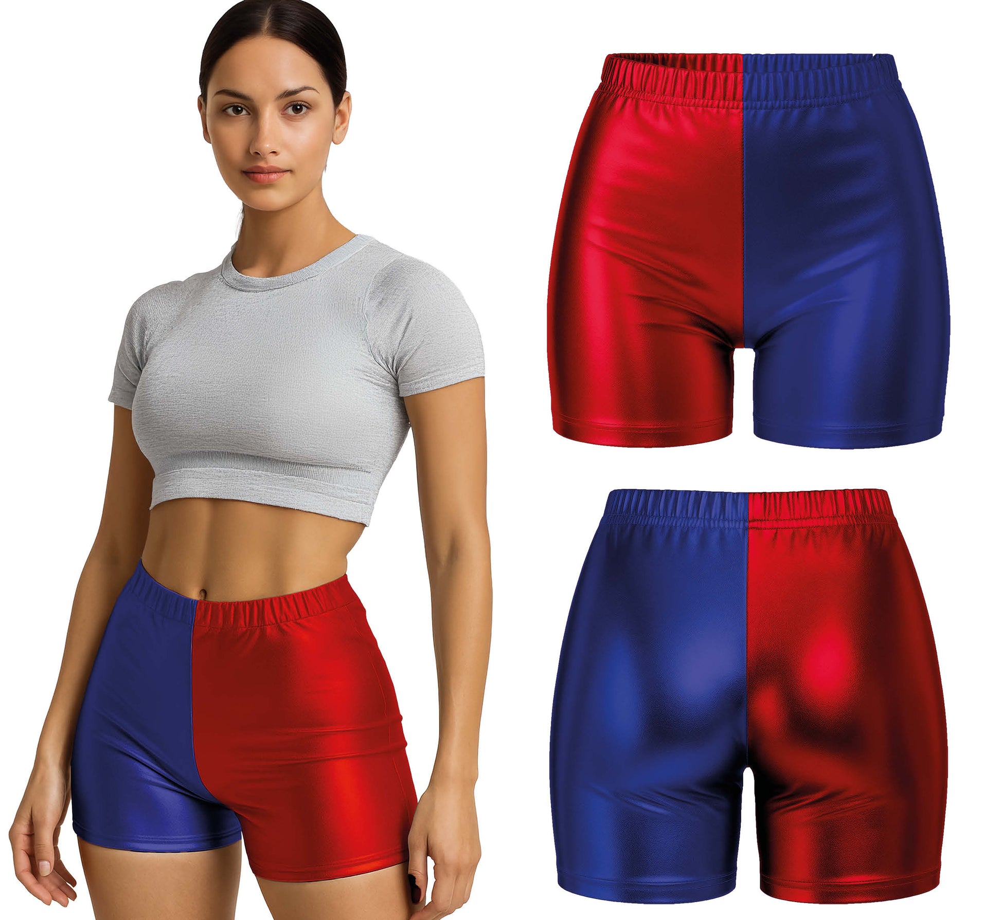 METALLIC SHORTS RED/BLUE
