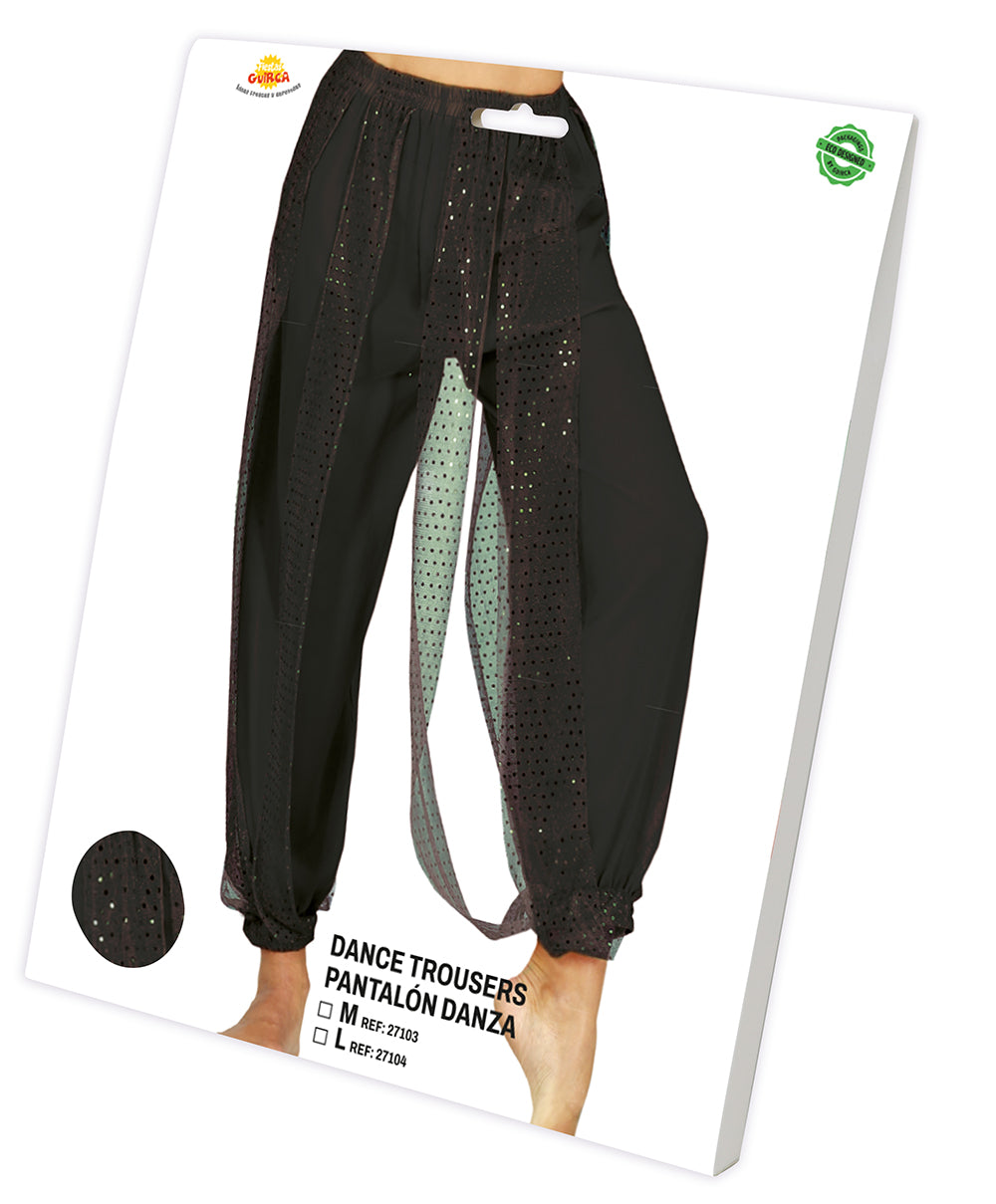 BLACK BELLY DANCE PANTS, ADULTS 38-40 (M)