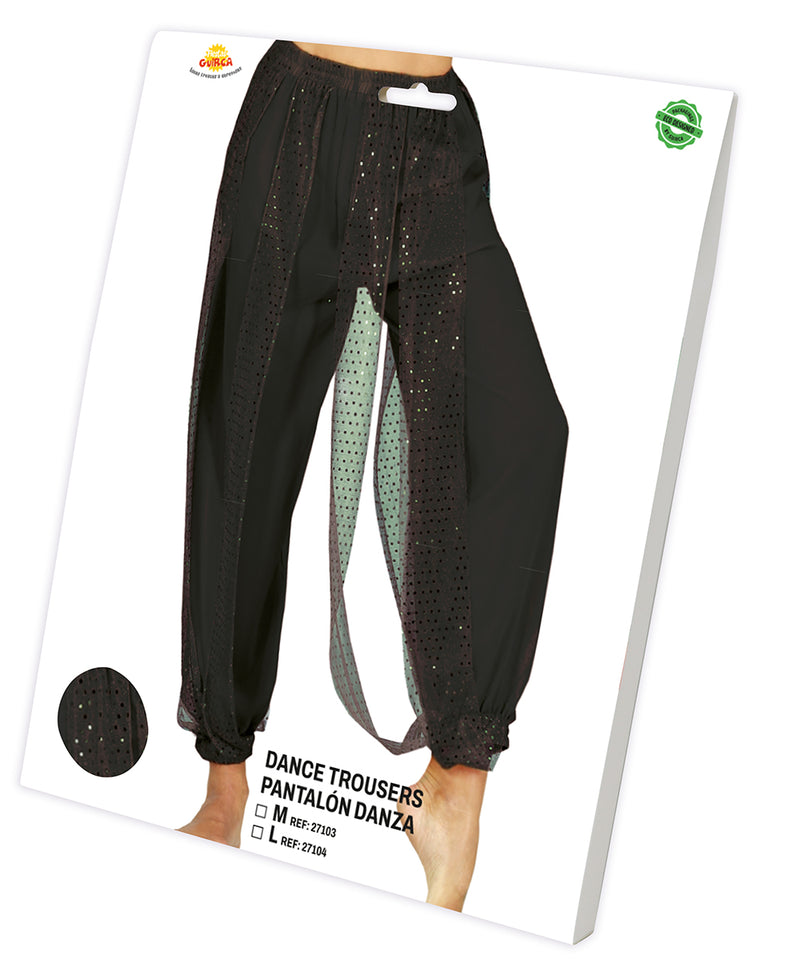 BLACK BELLY DANCE PANTS, ADULTS 38-40 (M)
