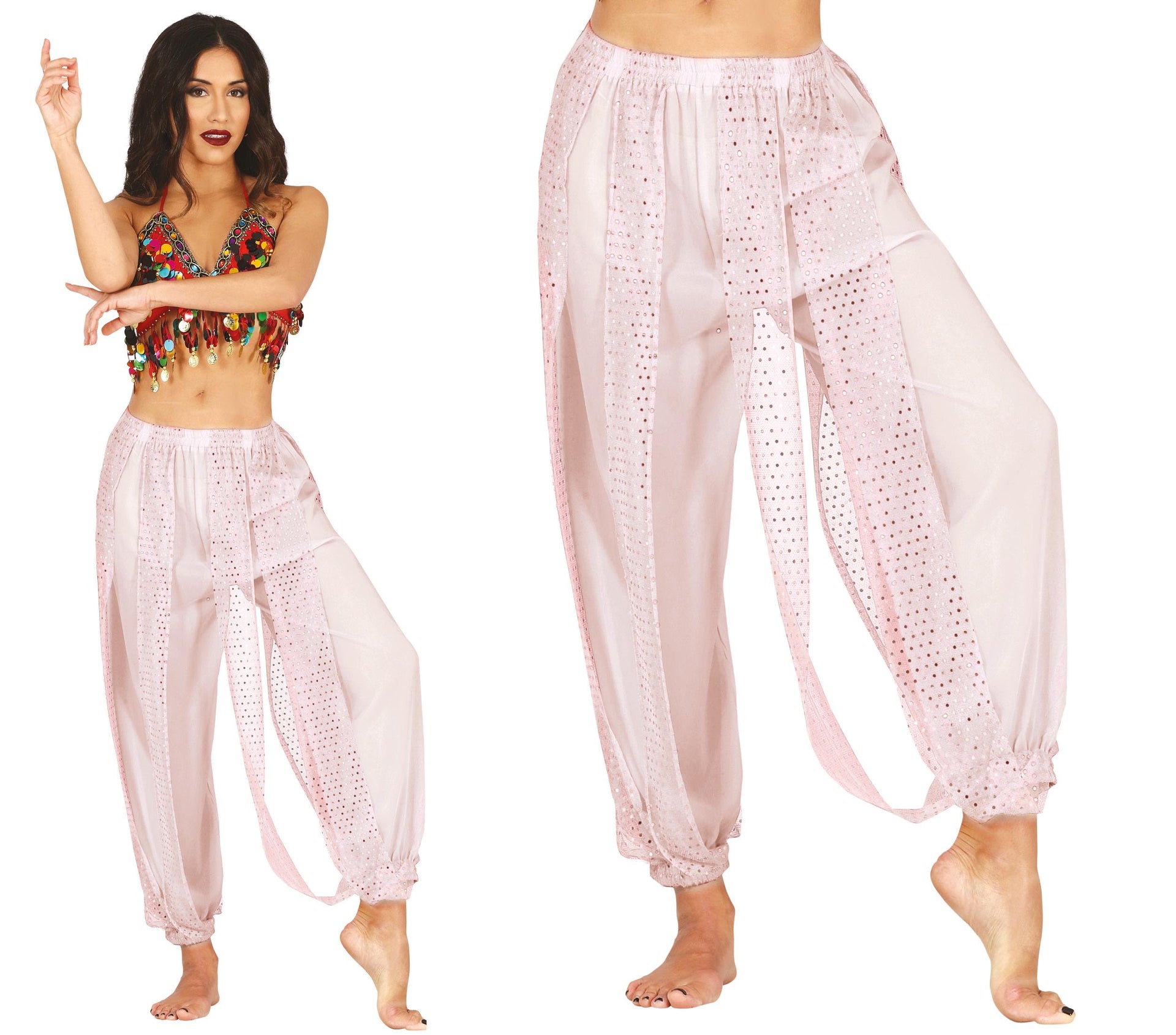 WHITE BELLY DANCE PANTS, ADULTS 42-44 (L)