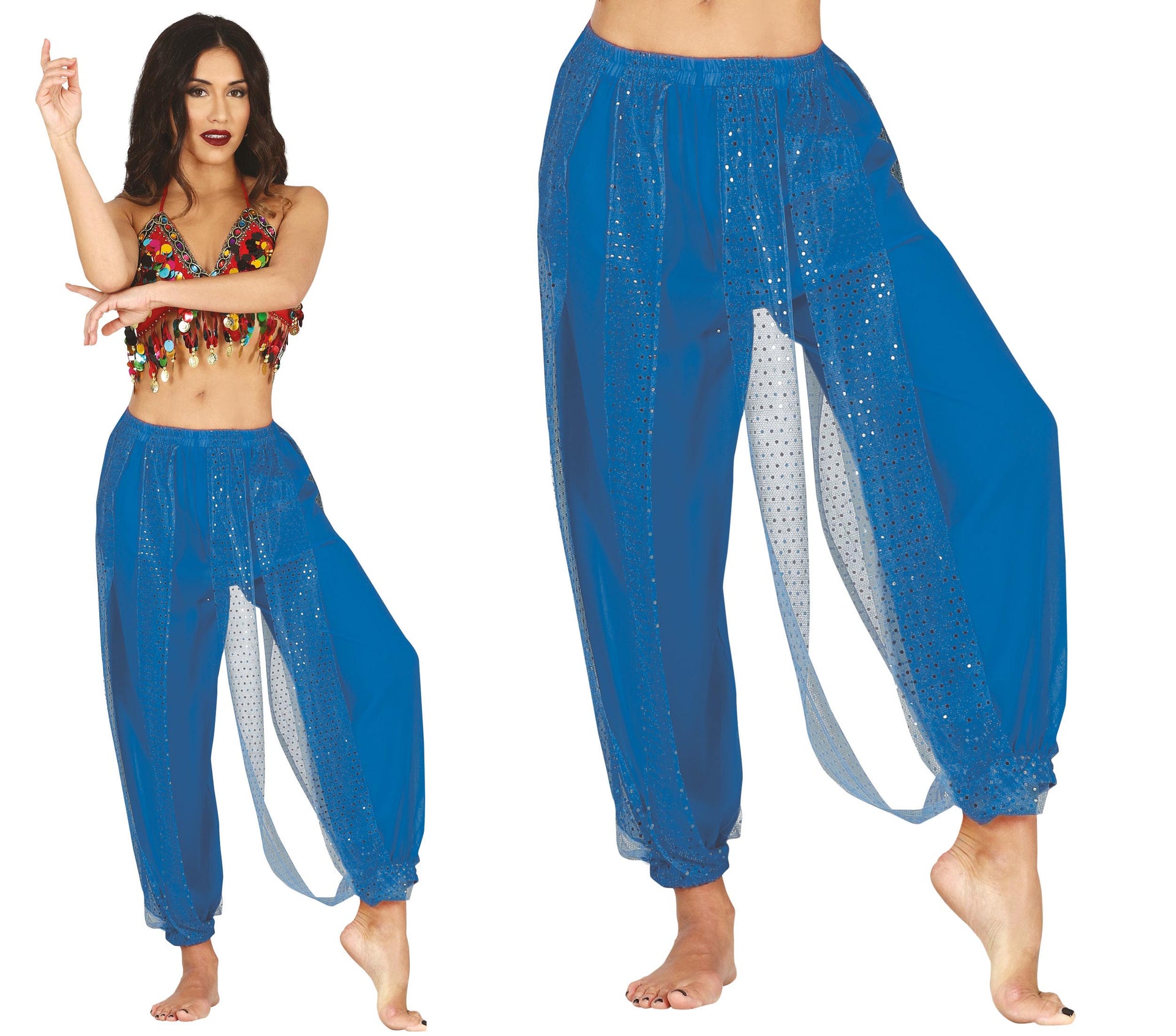 BLUE BELLY DANCE PANTS, ADULTS 42-44 (L)