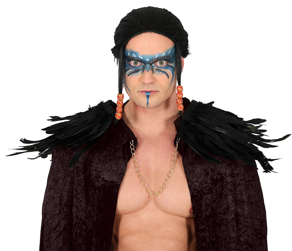PAIR OF BLACK FEATHER SHOULDER PADS, ADULTS