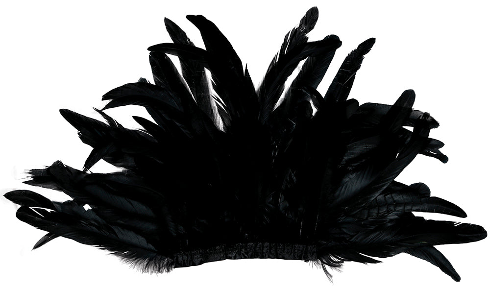 PAIR OF BLACK FEATHER SHOULDER PADS, ADULTS