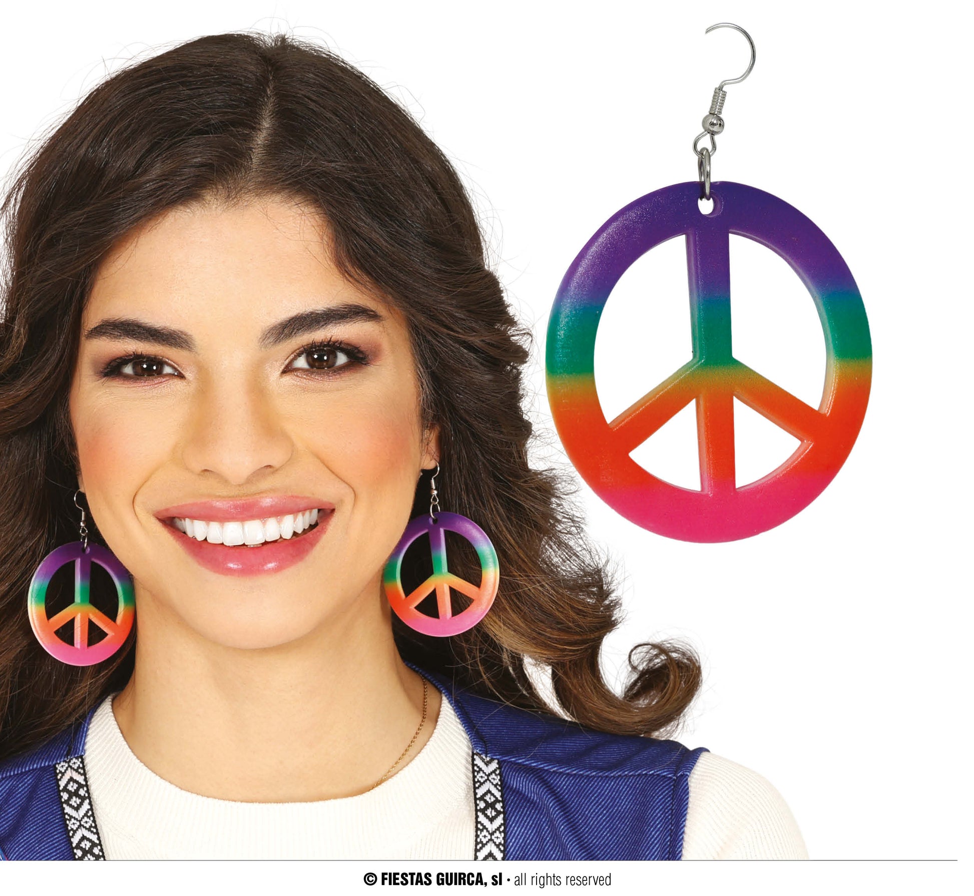 COLORFUL HIPPIE PEACE EARRINGS, ADULTS