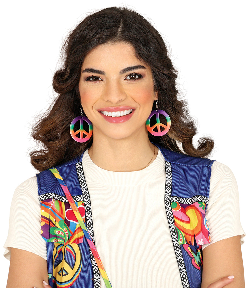 COLORFUL HIPPIE PEACE EARRINGS, ADULTS