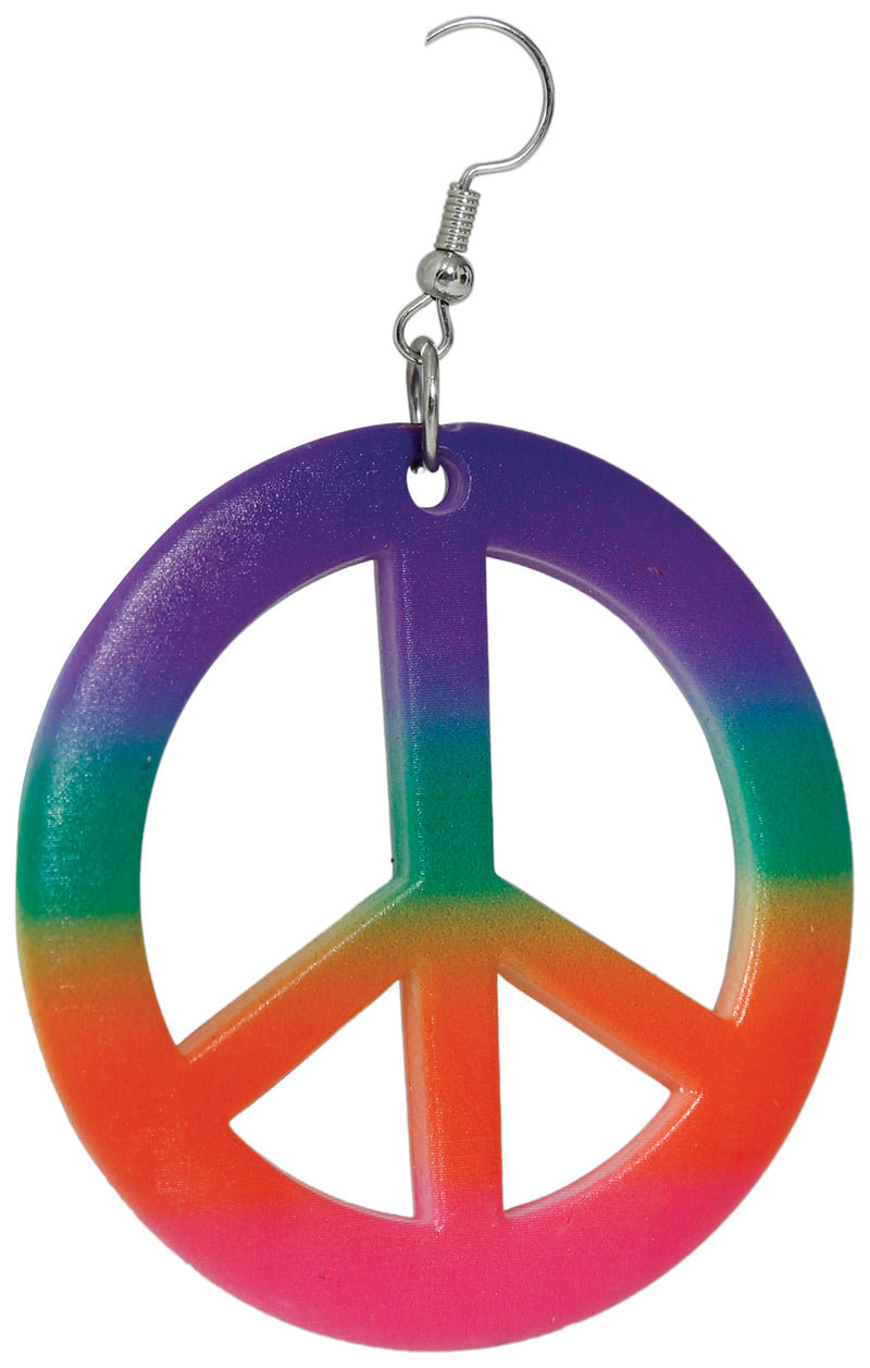 COLORFUL HIPPIE PEACE EARRINGS, ADULTS
