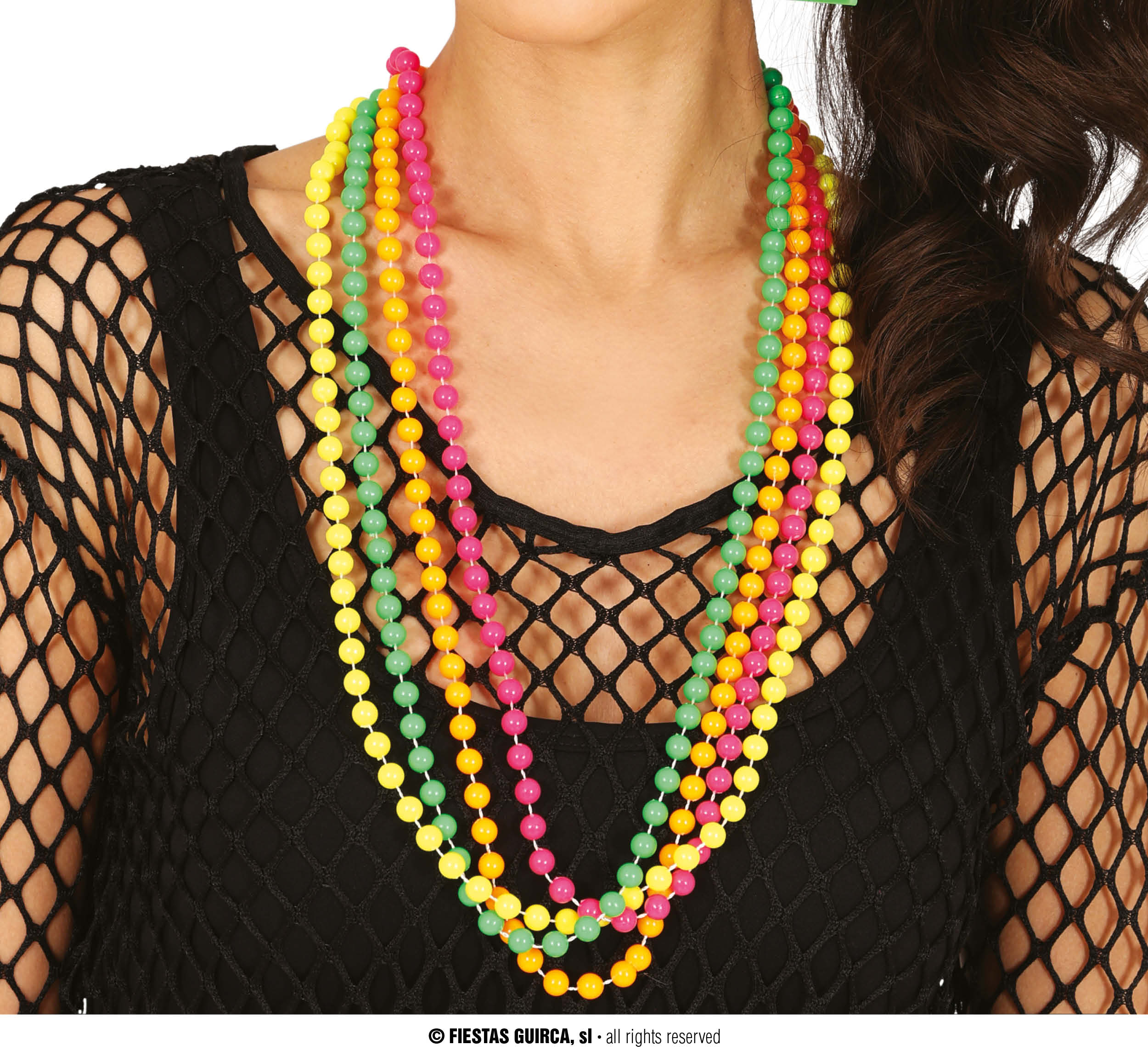 SET OF 4 NEON BEADS NECKLACES, ADULTS