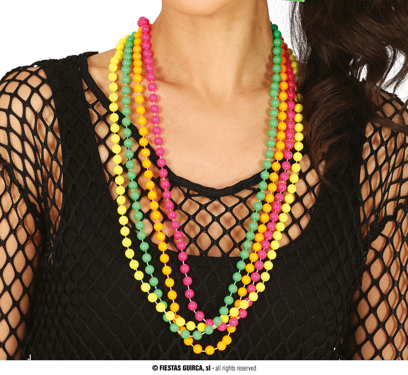 SET OF 4 NEON BEADS NECKLACES, ADULTS