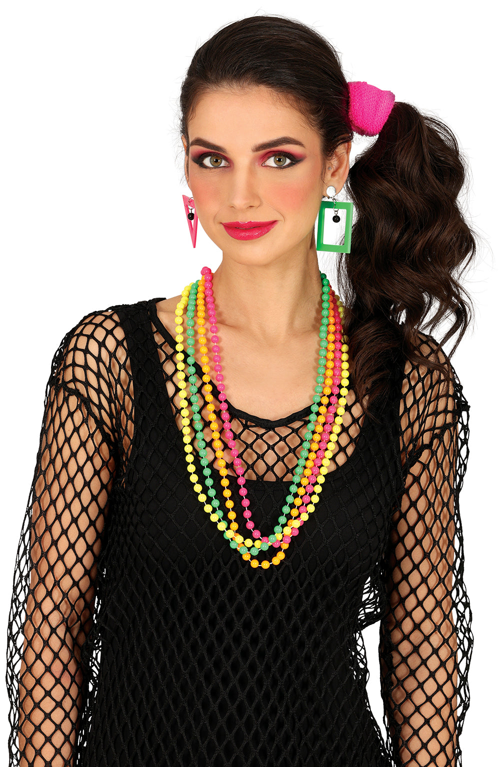 SET OF 4 NEON BEADS NECKLACES, ADULTS