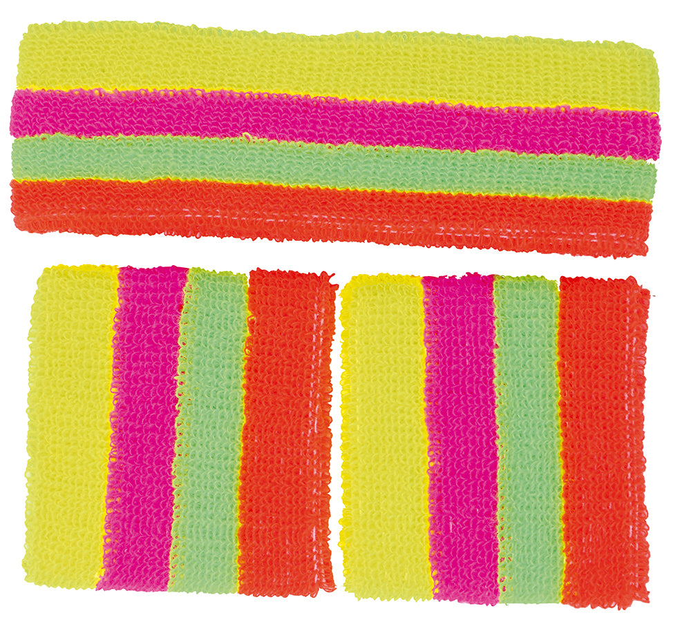 SET 2 WRISTBANDS AND HEADBAND, MULTICOLOR
