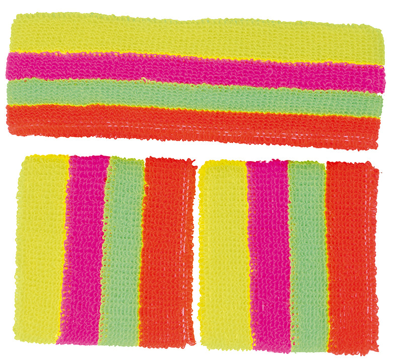 SET 2 WRISTBANDS AND HEADBAND, MULTICOLOR
