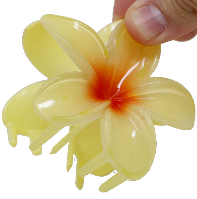 YELLOW HAIR FLOWER CLIP, 8 CMS, PVC
