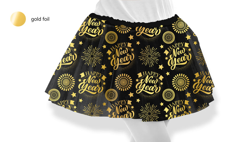 HAPPY NEW YEAR TUTU BLACK AND GOLD 30 CM, CHILDREN