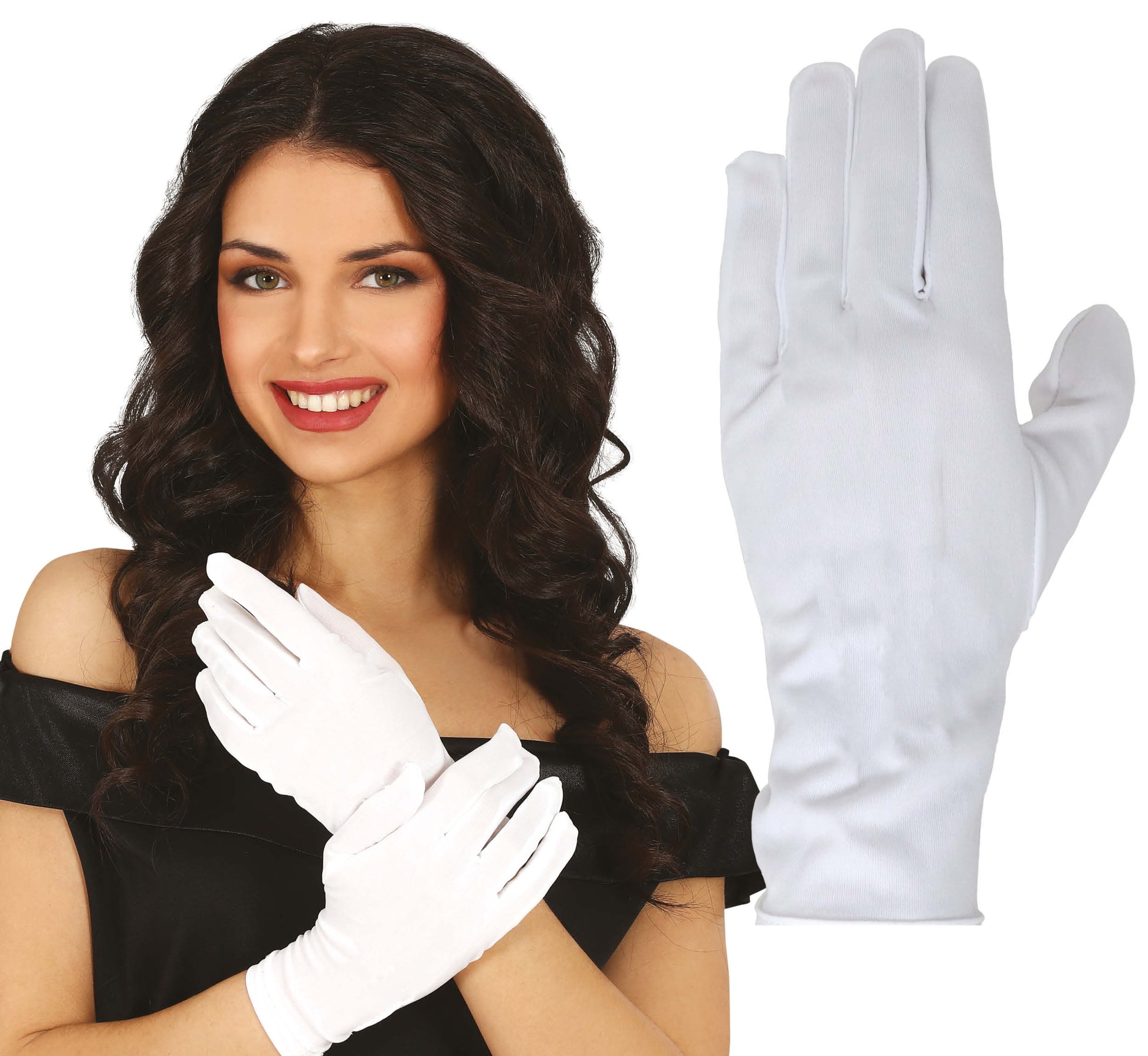 GLOVES, 24 CM., WHITE, ADULT