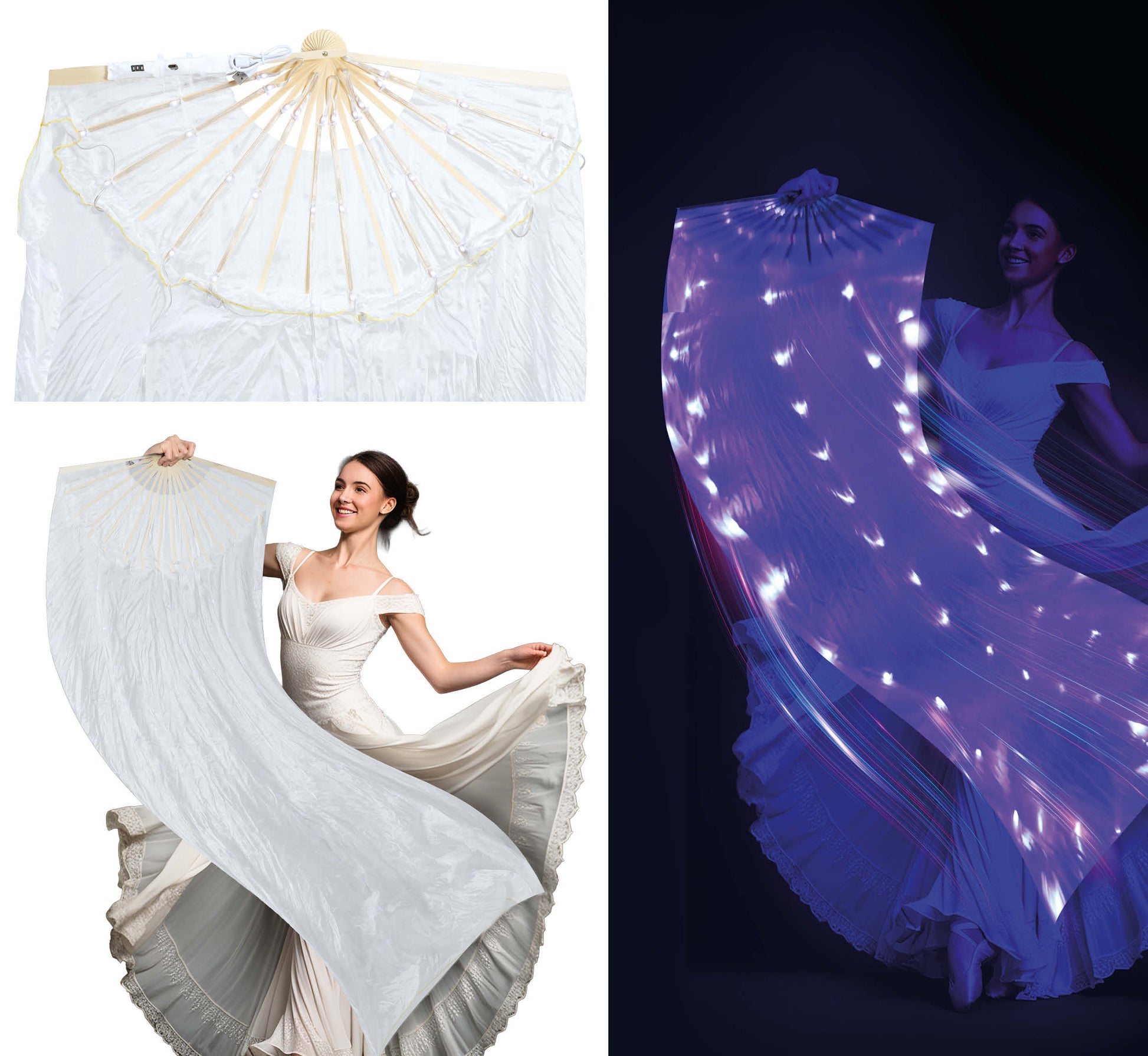 WHITE FAN WITH MULTIFUNCTIONAL LED 75X150 CM