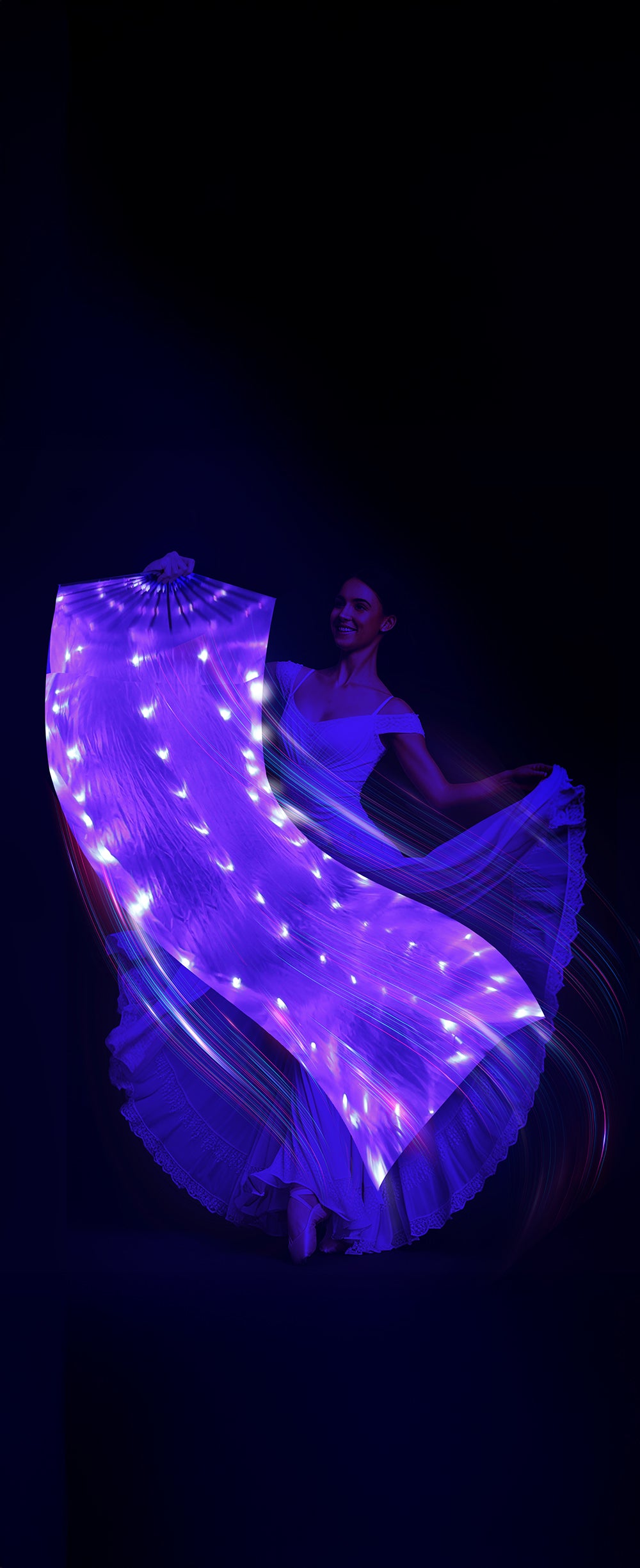 WHITE FAN WITH MULTIFUNCTIONAL LED 75X150 CM