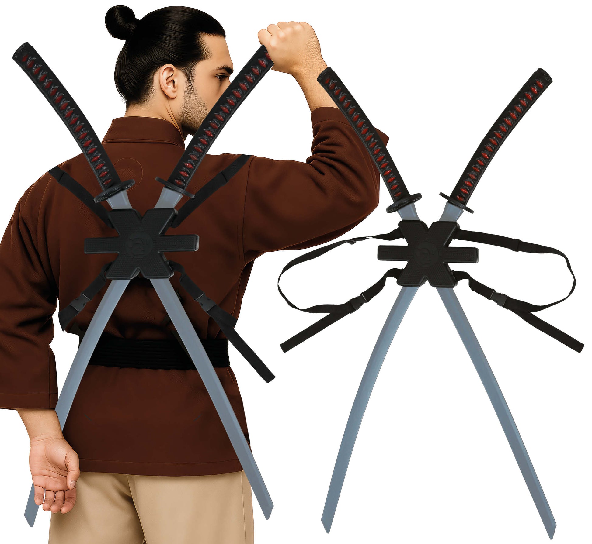 2 SAMURAI SWORDS FOR BACK 95 CM