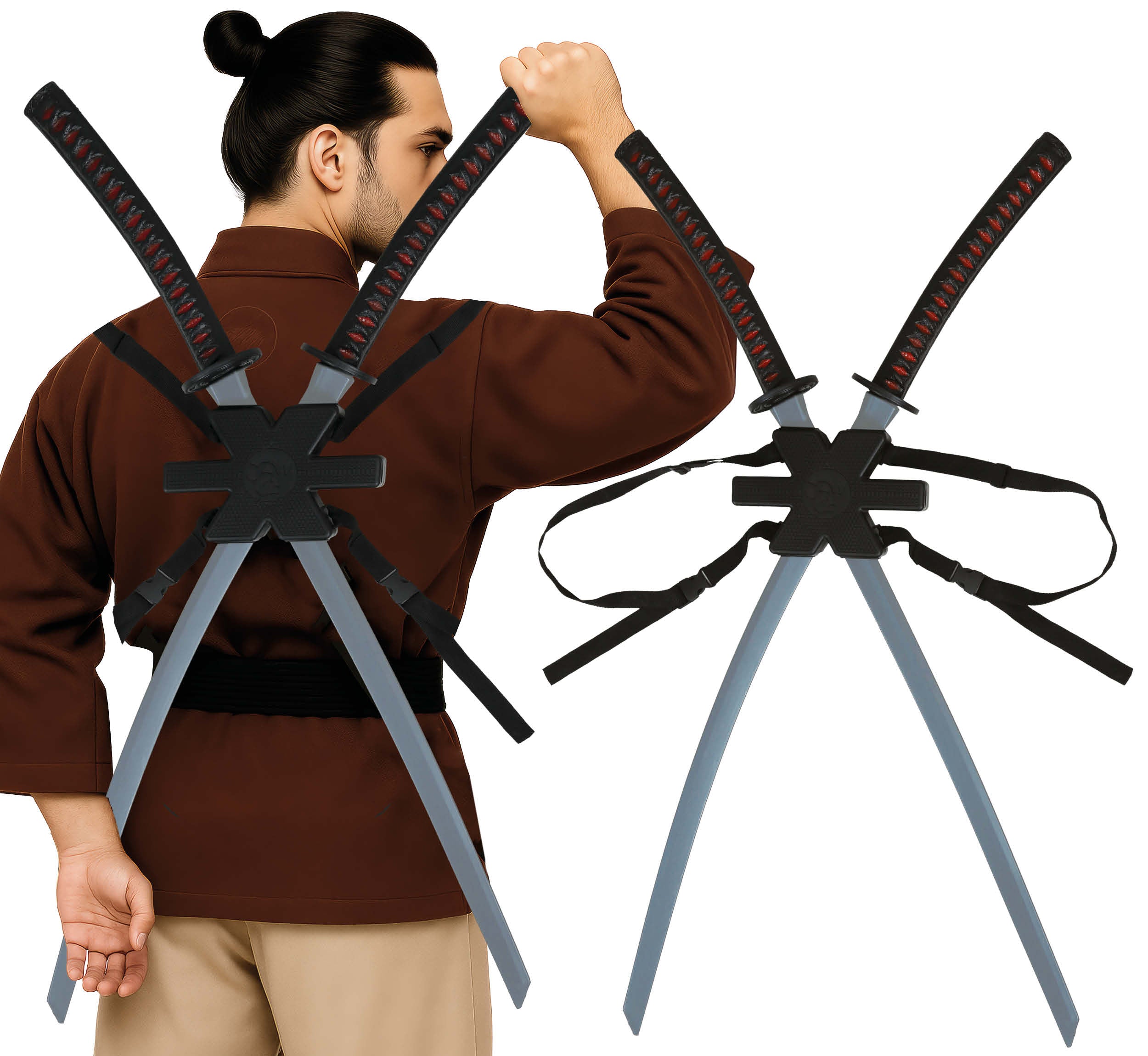 2 SAMURAI SWORDS FOR BACK 95 CM