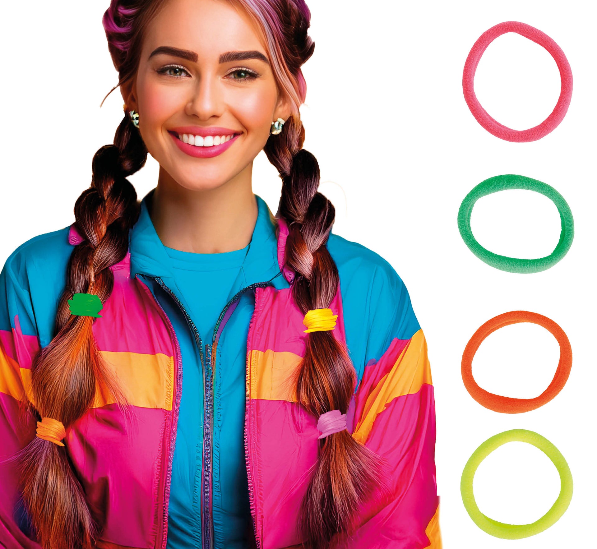 BAG OF 5 ASSORTED NEON HAIR BANDS