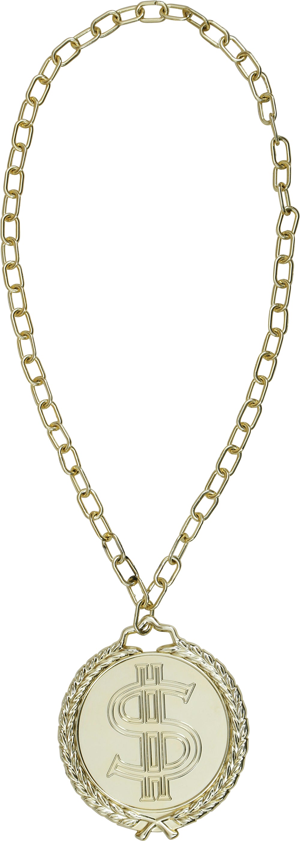 DOLLAR MEDALLION GOLD 13 CM PVC, ADULT