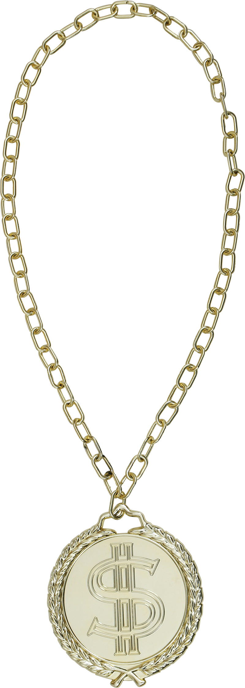 DOLLAR MEDALLION GOLD 13 CM PVC, ADULT