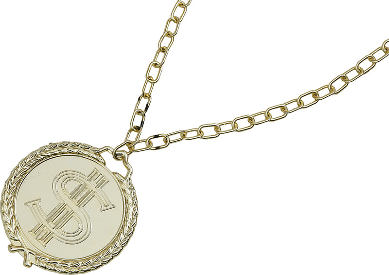 DOLLAR MEDALLION GOLD 13 CM PVC, ADULT