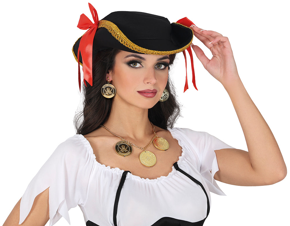 PIRATE COIN NECKLACE AND EARRINGS, ADULT