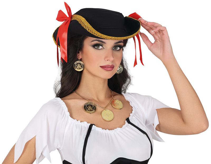 PIRATE COIN NECKLACE AND EARRINGS, ADULT