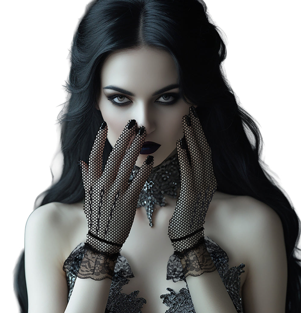 BLACK LACE GLOVES, ADULT