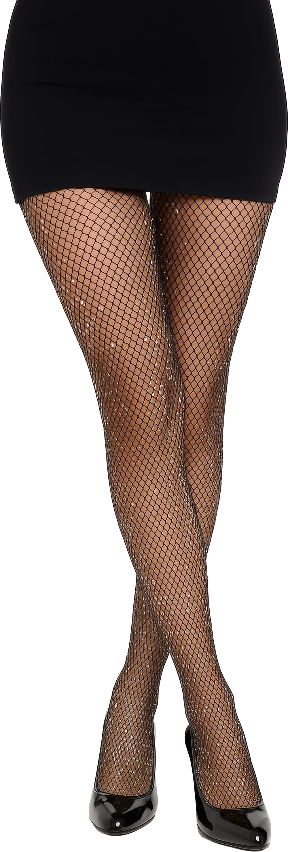 SHINY BLACK PANTYHOSE, ADULT