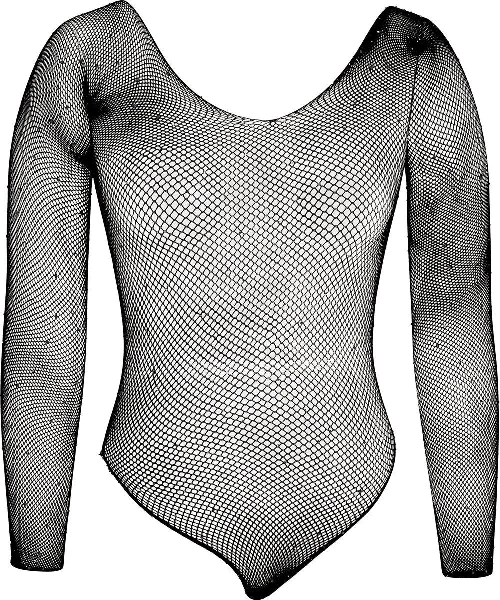 BLACK BODYSUIT WITH RHINESTONES, ADULT