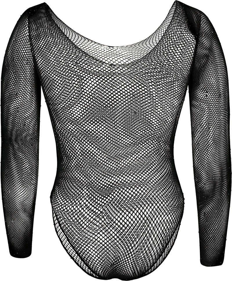 BLACK BODYSUIT WITH RHINESTONES, ADULT