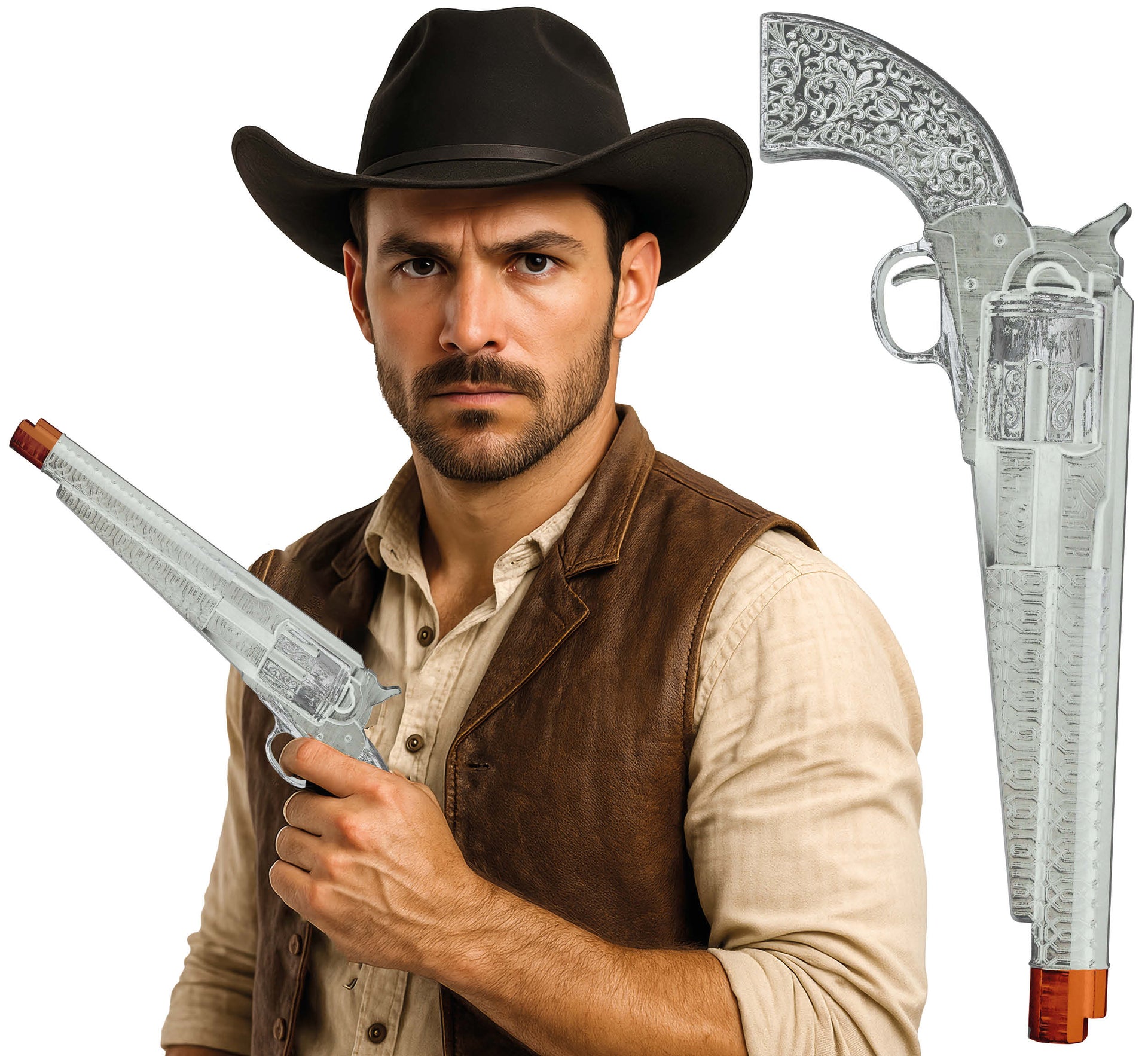 SILVER PISTOL 30 CM