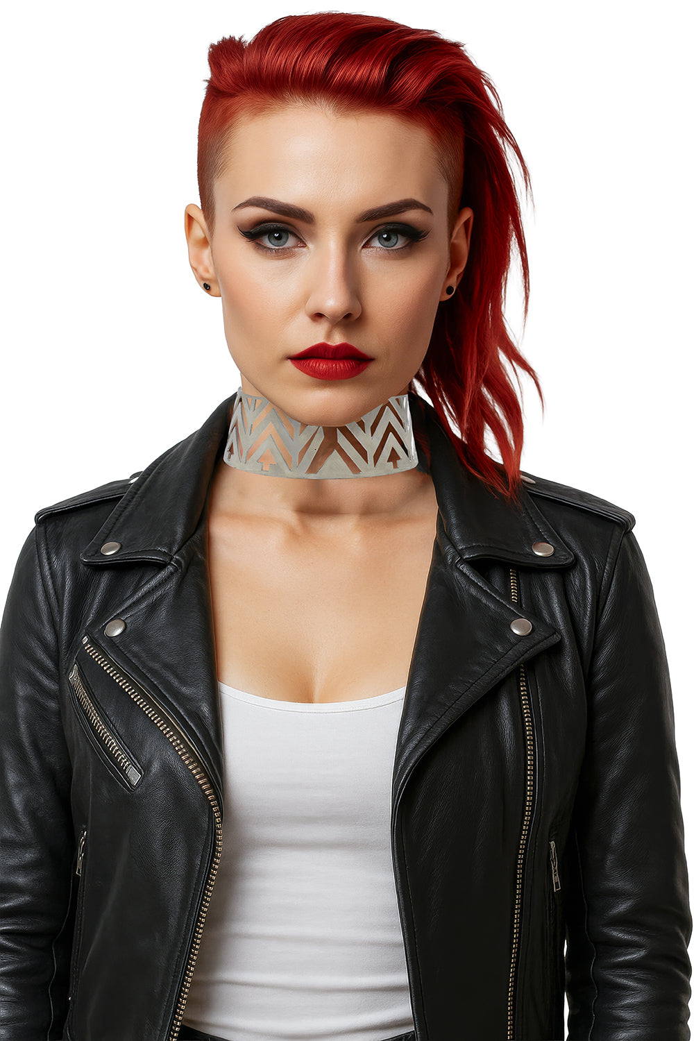SILVER FUTURISTIC RIGID COLLAR