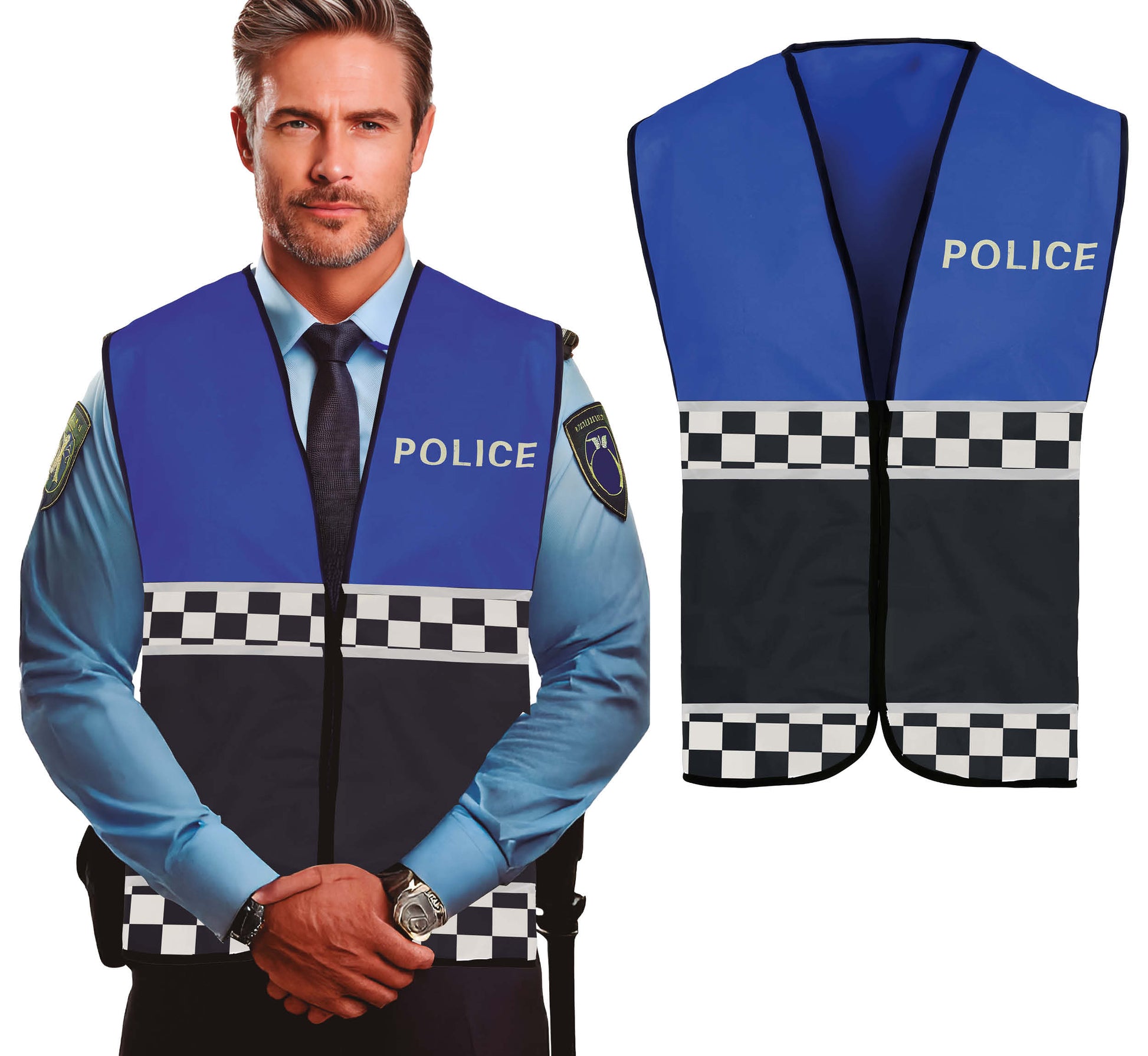 BLUE POLICE VEST, ADULT