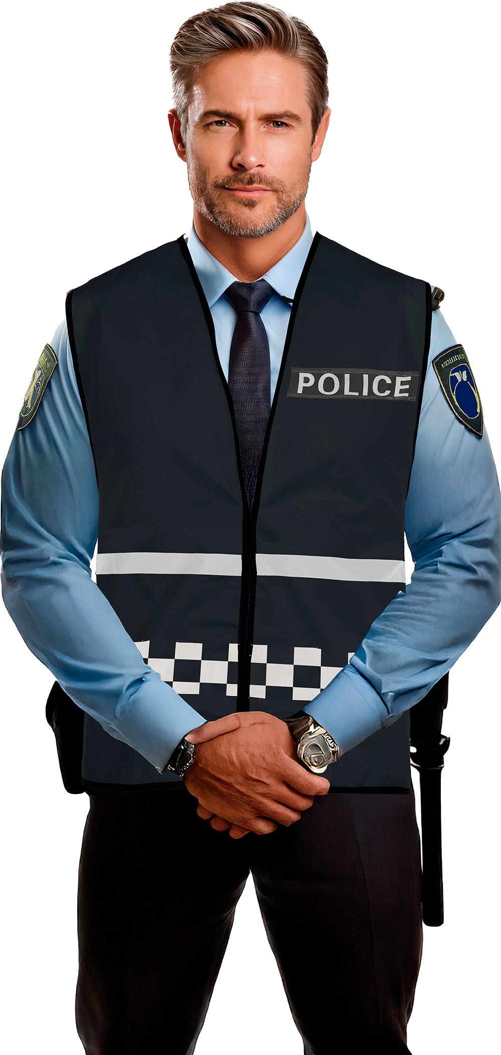 BLACK POLICE VEST, ADULT