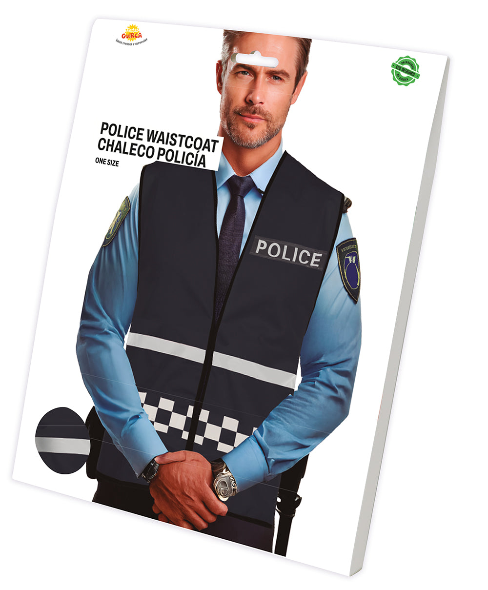 BLACK POLICE VEST, ADULT