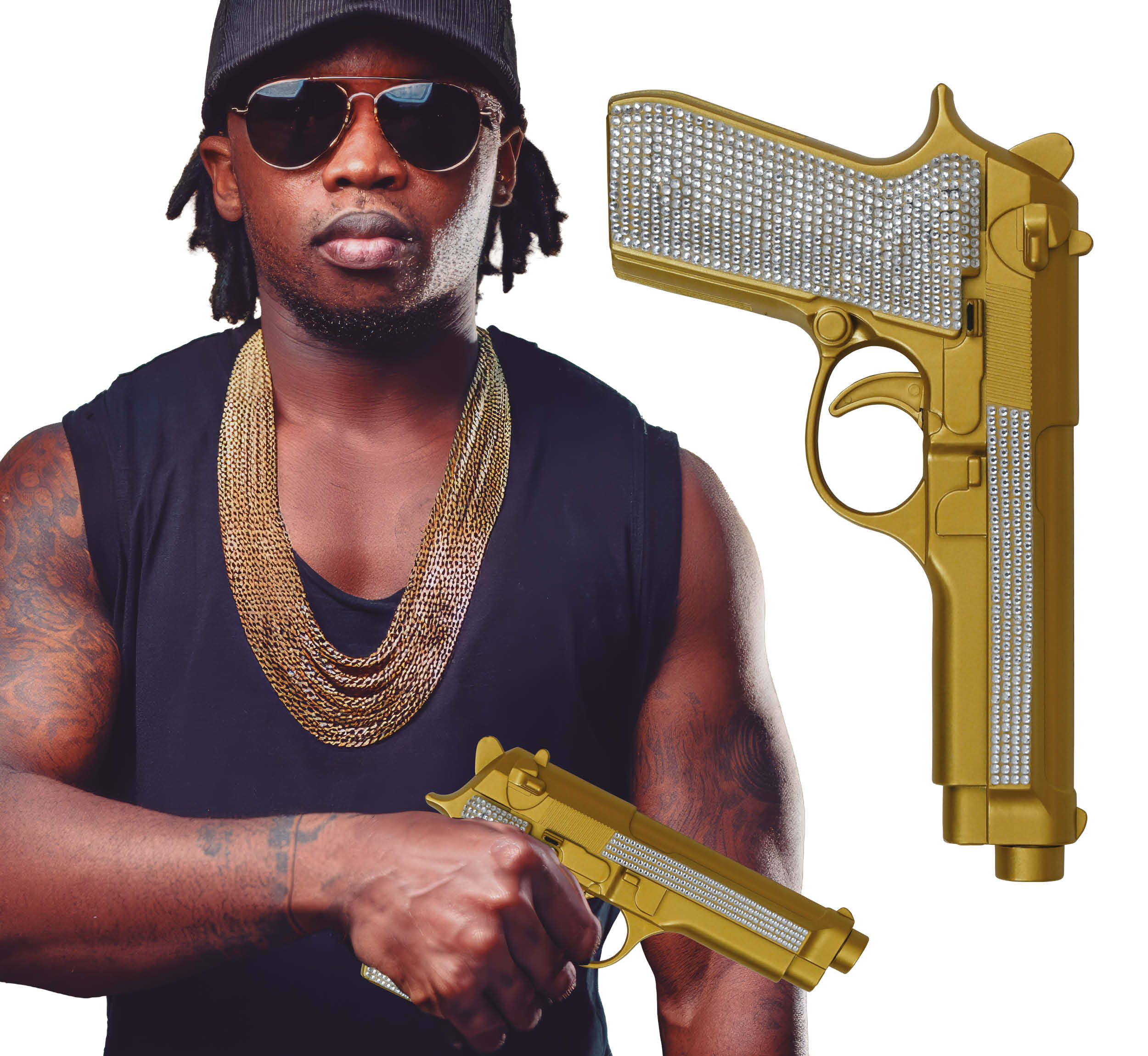 GOLDEN GLITTERY PISTOL 25 CM